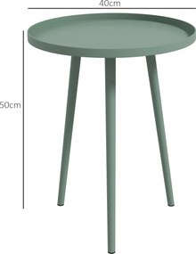Outsunny Stolik pomocniczy, stolik kawowy, stół ogrodowy, stolik tarasowy do ogrodu, balkonu, ze stali, 40 x 40 x 50 cm, Zielony