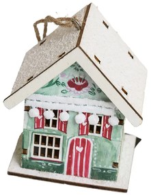 Wiszący domek bożonarodzeniowy CHRISTMAS HOUSE drewniany - więcej wariantów