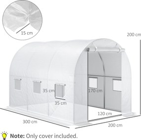 Outsunny Pokrycie do Szklarni Zamiennik Przezroczyste Odporne na Pogodę 300x200x200cm | Aosom PL