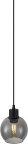 Nowoczesna lampa wisząca czarna ze szkłem dymnym do systemu szynowego 1-fazowego - Iconic Lava