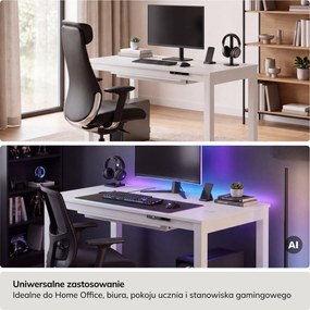 Biurko regulowane elektrycznie podnoszone białe, 120x63 cm: EVAN