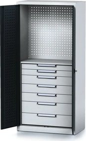 Szafa warsztatowa MECHANIC, 1950 x 920 x 500 mm, 1 półki, 7 szuflad, grafitowe drzwi