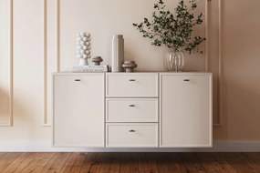 Komoda wisząca Lorini 150 cm z szufladami - kaszmir / czarne uchwyty T-bar