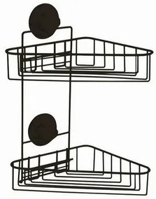 Compactor Podwójna półka rogowa do łazienki Bestlock Black, 23,5 x 22 x 36 cm