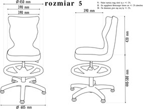 Krzesło szkolne z podnóżkiem Twist WK+P bez podłokietników rozmiar 4-6, podstawa biała