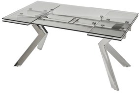 Rozkładany stół jadalniany VELIKA – Szkło hartowane i metal – 6-8-osobowy