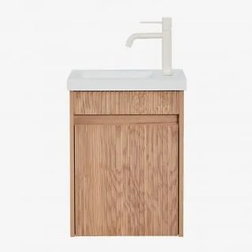 Zestaw Wiszących Mebli Łazienkowych Zintegrowany Z Umywalką Narek Popielaty Brąz & Bezlusterkowiec & Kremowa Tapioca - Sklum