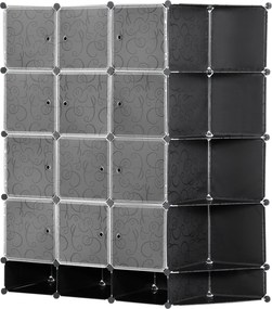 HOMCOM Modułowa Szafa do Przechowywania, 16 Komór, Plastik, Stal