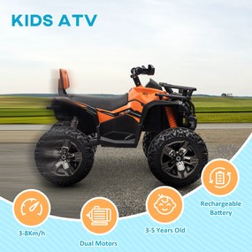 HOMCOM 12V Pojazd dla Dzieci z funkcją jazdy do przodu, do tyłu, odtwarzaczem MP3, światłem LED, 3-8 km/h, 3-5 lat, Pomarańczowy