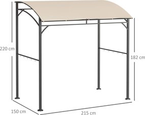 Outsunny Solidny Pawilon nad Grillem - Zadaszenie, Odporny na Deszcz, Haczyki, Stal, Beżowo-Czarny, 215x150x182/220cm