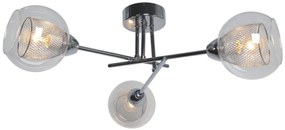 Lampa sufitowa, szklane klosze, styl vintage - Fons 3 - chrom