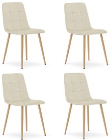 PROMOCJA Jasnobeżowe aksamitne krzesło KARA II. jakość