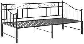 Czarne rozkładane łóżko metalowe 90x200 cm - Leoli