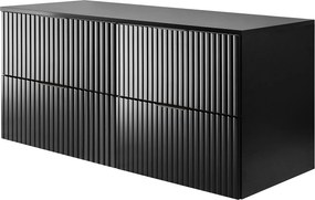 Szafka pod umywalkę, Czarny, 120 (2 x 60) x 57 x 46 cm, uchwyt czarny + Blat