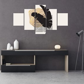 Obraz - Abstrakcja z tropikalnymi liśćmi N⁰4 (125x70 cm)