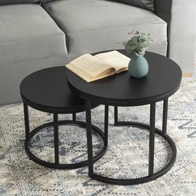 Zestaw Stolików Kawowych MANU 43 cm/53 cm Czarny Nowoczesny Loft