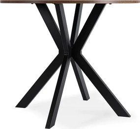 Zestaw Stół Okrągły LAUREN 80 cm Dąb Rustykalny/Czarny i 4 Krzesła PERU Czarne