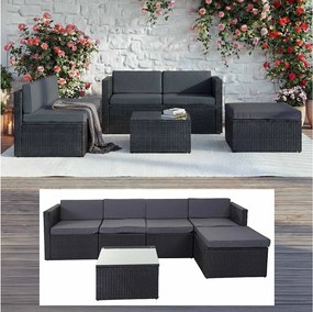 Zestaw z polirattanowym wykończeniem MCW-D24, antracytowy, tapicerka ciemnoszara