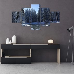 Obraz śnieżnego lasu (125x70 cm)