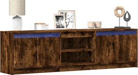 Szafka RTV dąb dymiony 180 cm z LED RGB, duża przestrzeń do przechowywania, drewno inżynieryjne, nowoczesny design i regulowane oświetlenie