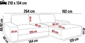 Narożnik BOULI Lewostronny z Elektryczną Regulacją wolnostojący tkanina Raven 86 Turkusowy DOMO HOME