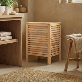 Bambusowy kosz na pranie z pokrywą i wyciąganym workiem LUND, 60 L