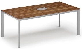 Stół konferencyjny PRIMO INVITATION, 240x120 cm, orzech + port blatowy TYP VI, srebrny