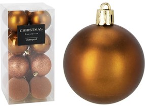 Zestaw 16 szt. ozdób świątecznych Festive Sparkles, złoto-brązowy, śr. 6 cm, plastik, śred. 6 cm