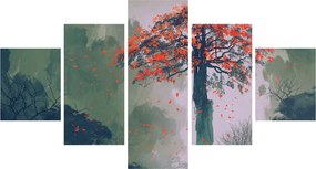 Obraz samotnego czerwonego drzewa (125x70 cm)