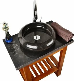 DIVERO Umywalka nablatowa z naturalnego kamienia Black