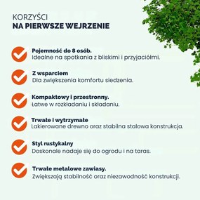 Zestaw piwny PRAKTIK z oparciami, 170cm, brązowa Jurhan