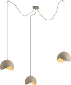 Designerska lampa wisząca beżowa z opalowym szkłem 3-punktowa - Tulip