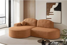 Narożnik z funkcją spania i pojemnikiem Modena Runden, tkanina Arena, Pomarańczowy, Lewy