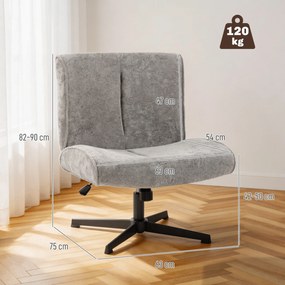 HOMCOM Obrotowy Fotel Akcentowy, Tapicerowany Fotel Lounge z Regulacją Wysokości do Salonu, Biura, Szary | Aosom PL