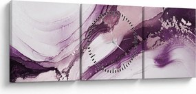 Obraz - Fioletowy płyn artystyczny (z zegarem) (90x30 cm)