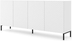 Czterodrzwiowa komoda biały mat + czarne nóżki K5-C89