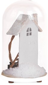Kopuła szklana z ozdobą drewnianą, 12,5 cm