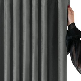 Ciemnoszara aksamitna zasłona częściowo zaciemniająca (dimout) 200x250 cm Velto – Filumi