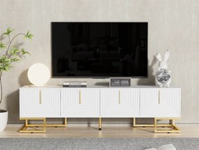 Meble TV 170 cm - z regulowanymi półkami - złote uchwyty i nogi - Biały