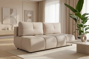 Kanapa Lerio z funkcją spania - jasno beżowa dzianina hydrofobowa Blur 02