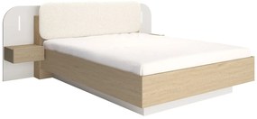 Łóżko z szafkami nocnymi 160 x 200 cm - Z LED-ami - Kolor: Beżowy i naturalny - LYORIMA