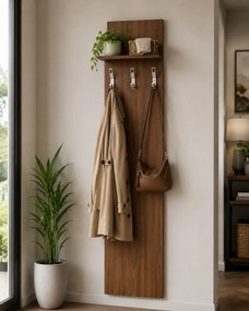 Garderoba z wieszakami PRIMO WOOD, 3 haczyki, półka, tekstura drewna pionowa, brzoza