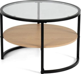 Czarno-naturalny okrągły stolik w dekorze dębu ø 68 cm Zanu – Bonami Essentials