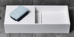 Umywalka ścienna TWG08 z odlewu mineralnegoBiały mat - 75 x 32,5 x 15 cm