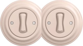 Kliklap - Podwójny retro włącznik jednobiegunowy z ramką nr 1, pudrowy róż