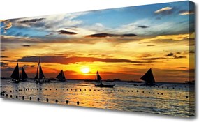 Obraz canvas Łodzie o Zachodzie Słońca