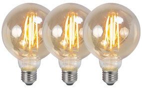 Zestaw 3 ściemnialnych żarówek LED E27 G95 Dymione 5W 380lm 2200K