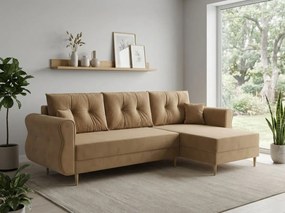 Rozkładana dwustronna sofa w kształcie L SILVIANO 230x140 cm, beżowa
