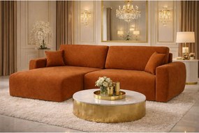 Narożnik z funkcją spania i pojemnikiem Ariel L, tkanina welurowa Salvador, Brązowy, Lewy