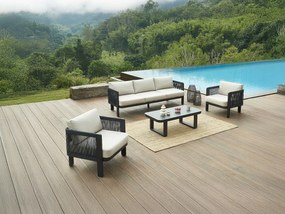 Aluminiowy stolik kawowy ogrodowy - Czarny - HELYSI od MYLIA